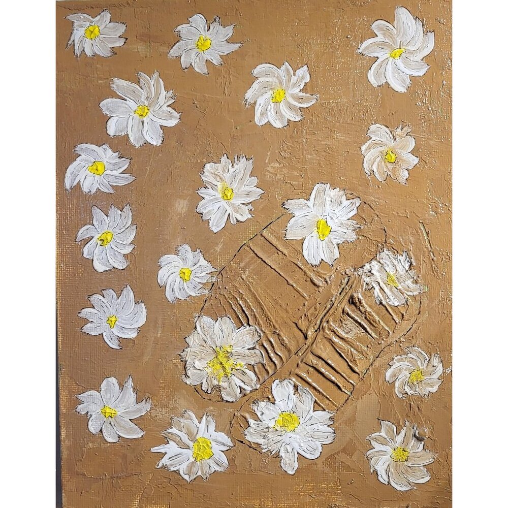 Smashed Flower Art painting by Acrylic on Cardboard By "CANNOOVA"